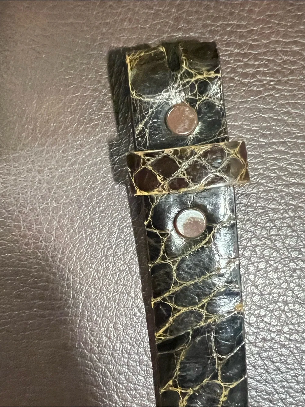 VTG Hirdes Of New Orleans American Alligator On Steer Hide Leather Brown Belt 32